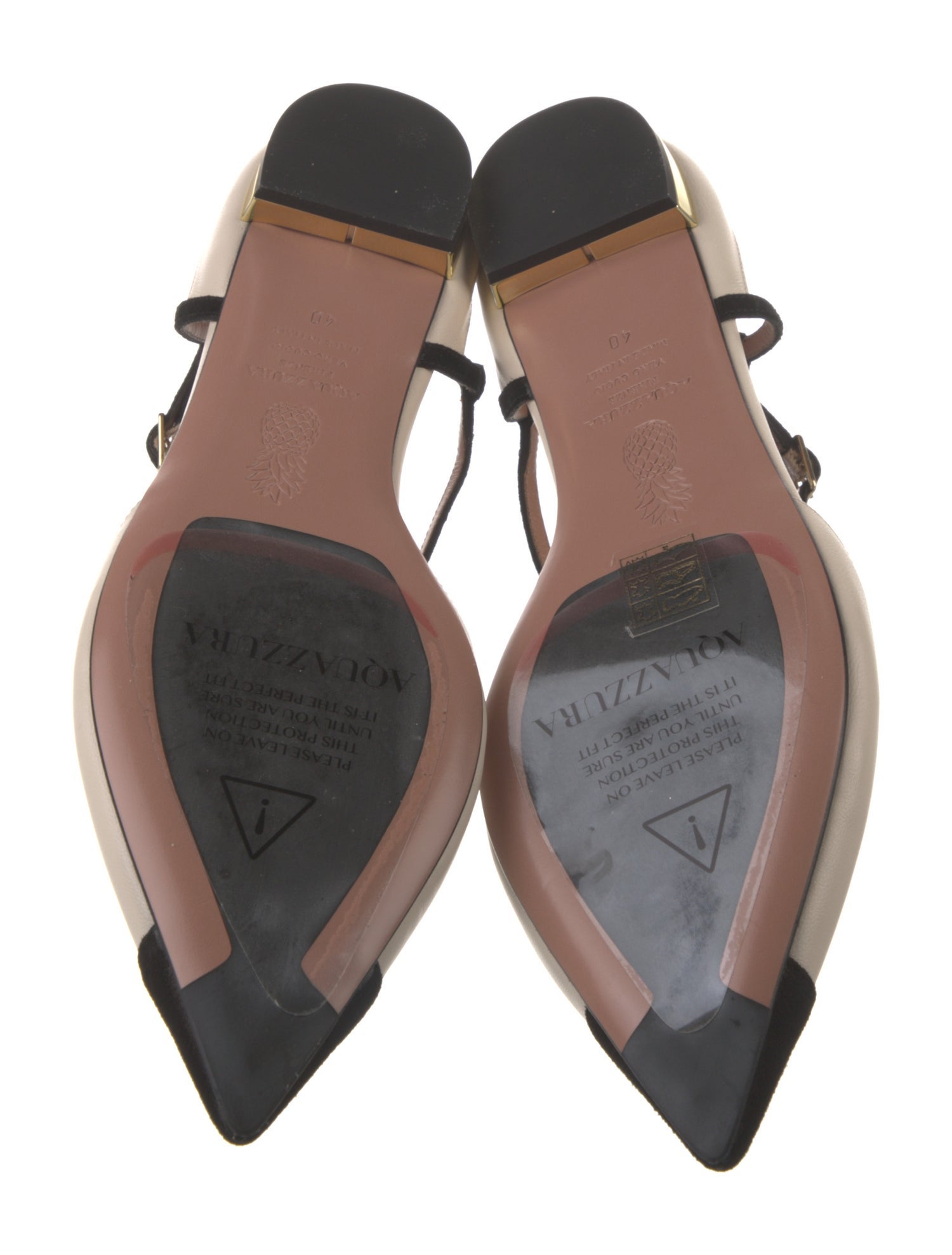 Aquazzura Leather Colorblock Pattern Slingback Flats